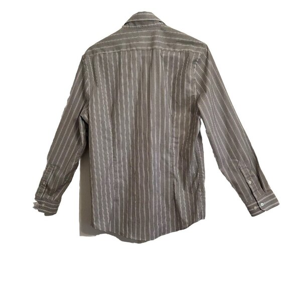 Express 1MX Extra Slim Fit Stretch Cotton Casual Dress Shirt Sz S 14-14.5 Gray - Picture 2 of 8